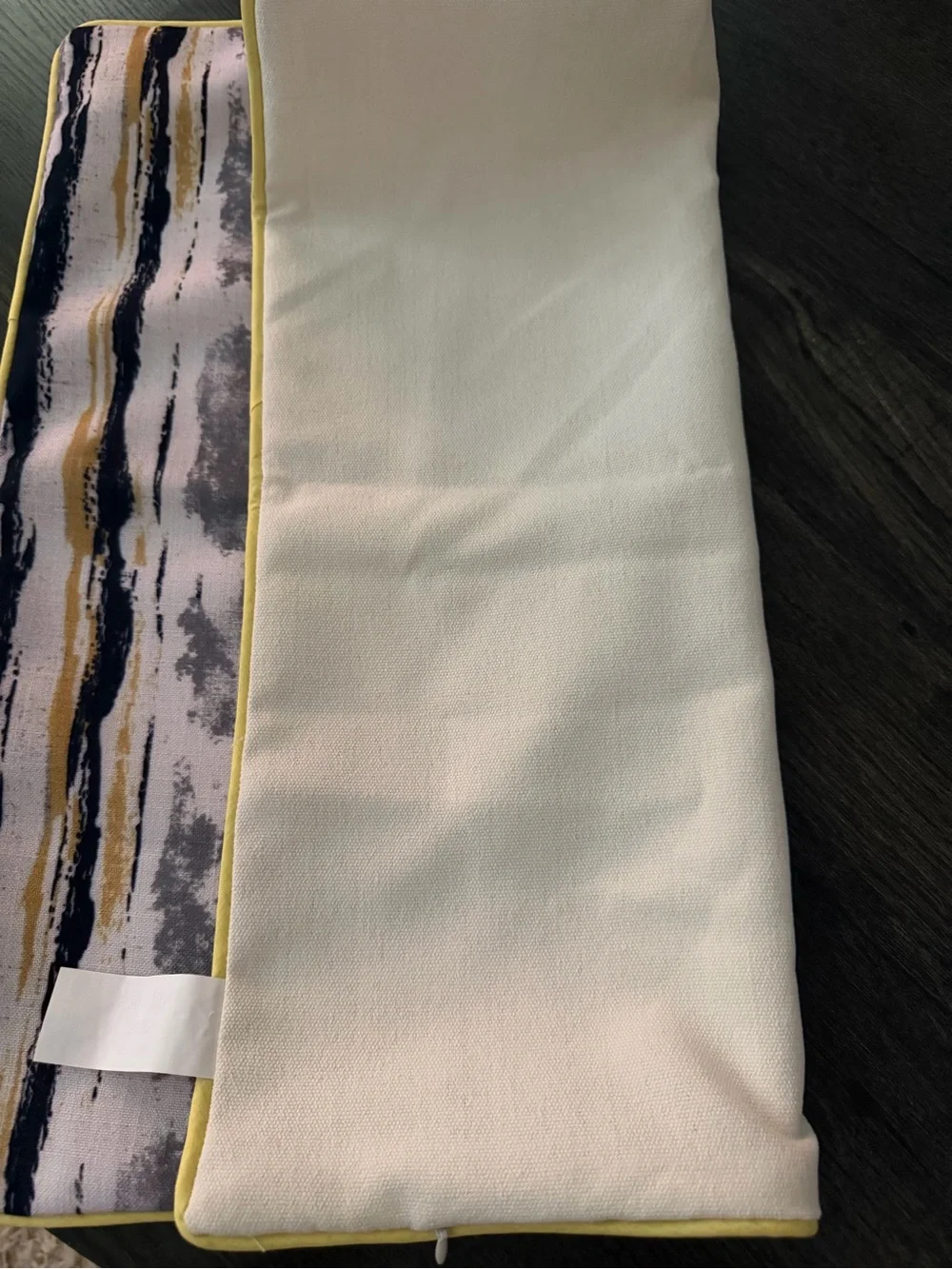 Striped Accent Pillow Cover in Yellow, Black, Gray and Cream